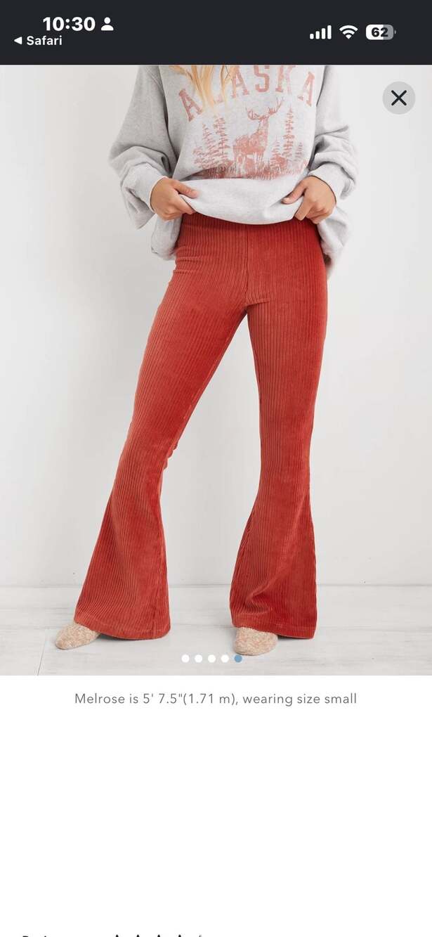 Aerie Burnt Orange Chenille Ribbed Flare Pants